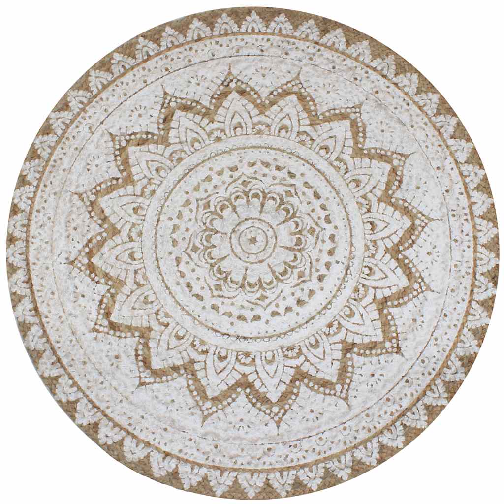 Vaip, punutud džuut, trükimustriga, 150 cm, ümmargune