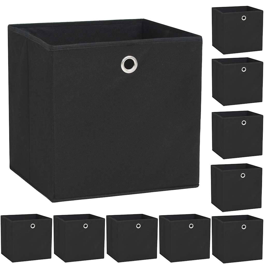 Mittekootud kangast hoiukastid 10 tk 32 x 32 x 32 cm, must