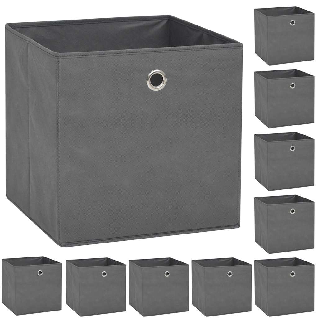 Mittekootud kangast hoiukastid 10 tk 32 x 32 x 32 cm, hall