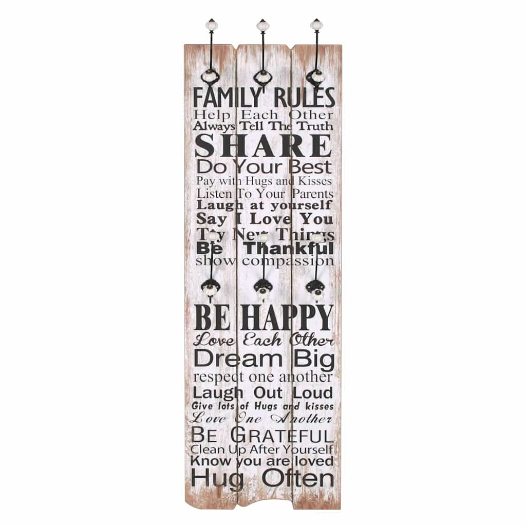 Riidenagi kuue konksuga, 120 x 40 cm, "FAMILY RULES
