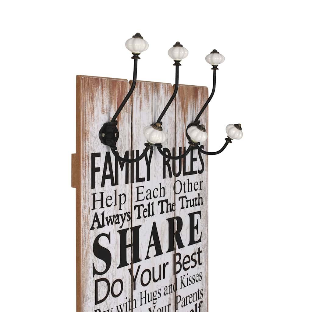 Riidenagi kuue konksuga, 120 x 40 cm, "FAMILY RULES