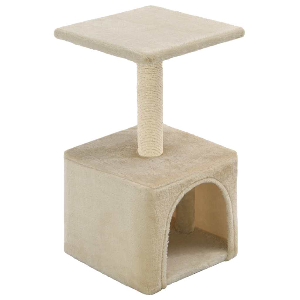 Sisalköitega kraapimispuuga kassimaja 55 cm beež