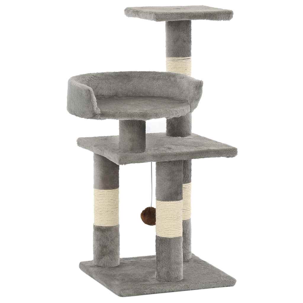 Sisalköitega kraapimispuuga kassimaja 65 cm hall