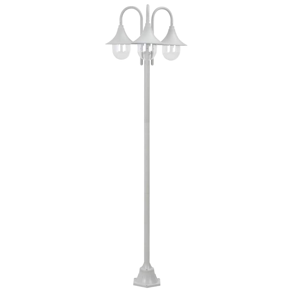 Aialatern, E27 220 cm, alumiinium, kolme laternaga, valge