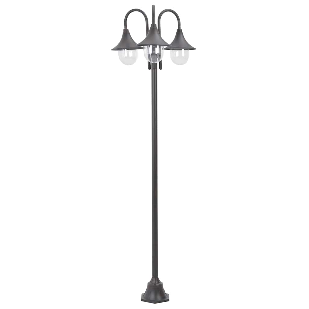 Aialatern, E27 220 cm, alumiinium, kolme laternaga, pronks
