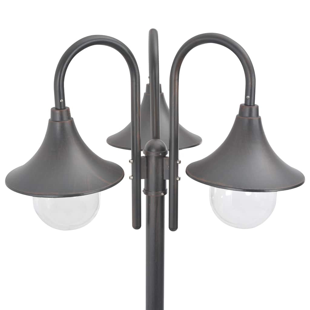Aialatern, E27 220 cm, alumiinium, kolme laternaga, pronks