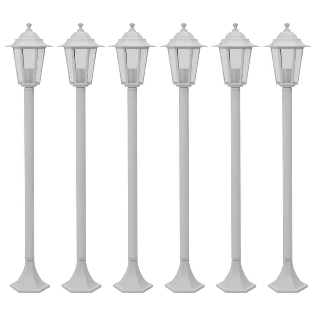 Aialaternad, 6 tk, E27 110 cm, alumiinium, valge