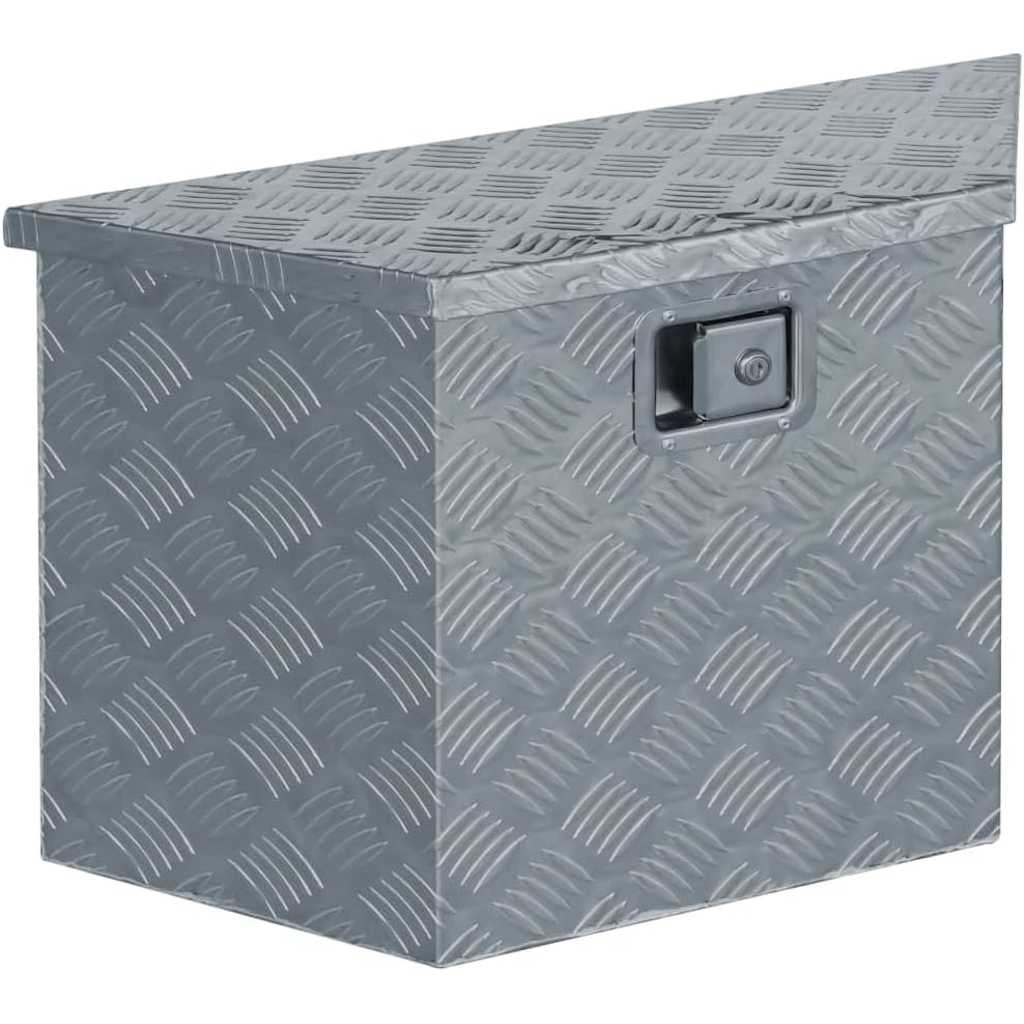 Alumiiniumist kast 70 x 24 x 42 cm, trapetsikujuline, hõbedane