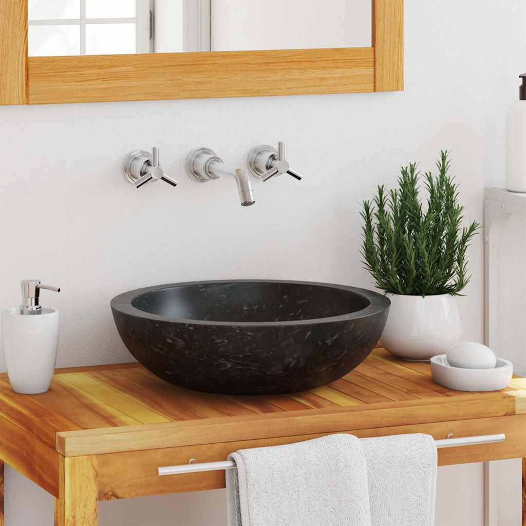 Valamu 40 x 12 cm, marmor, must
