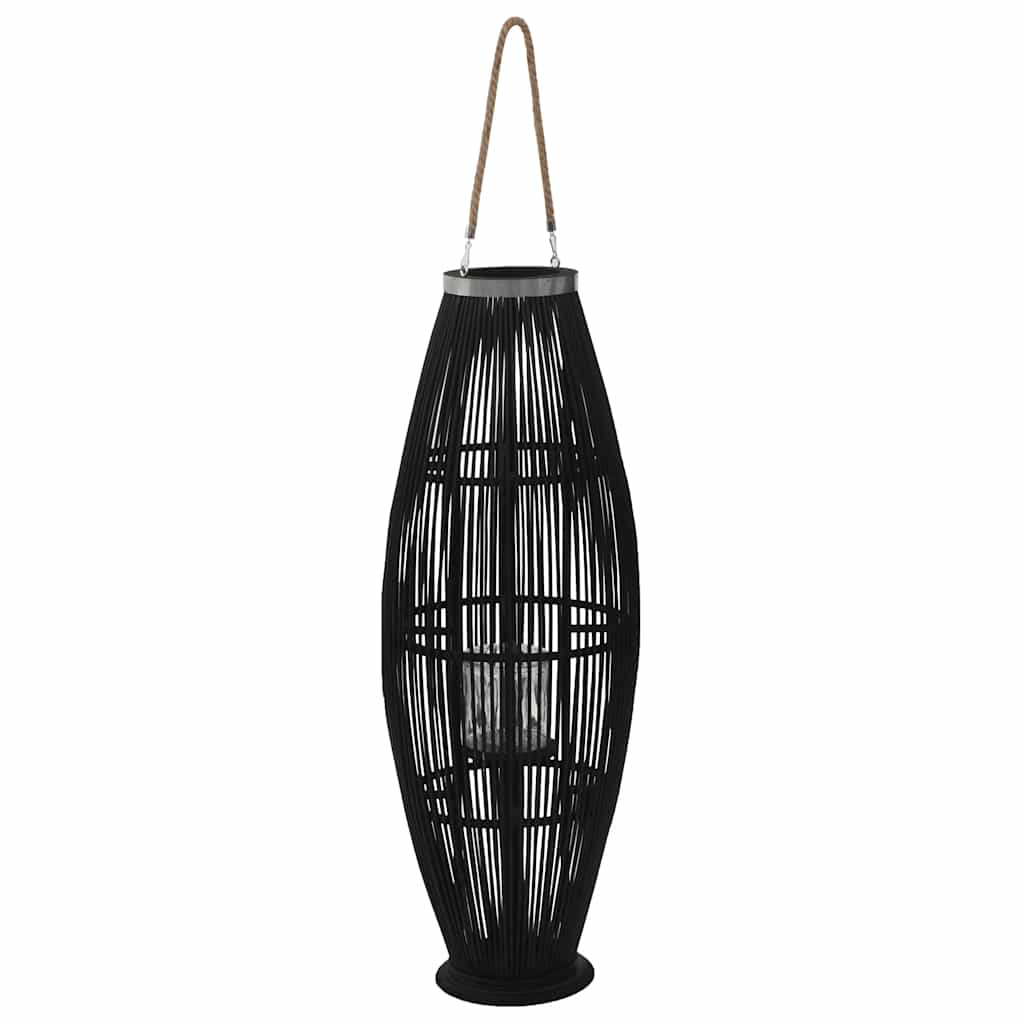 Rippuv küünlalatern, bambus, must, 95 cm