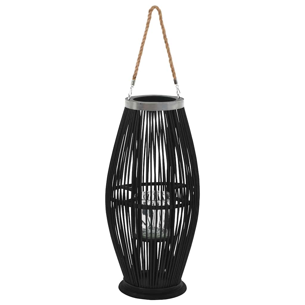 Rippuv küünlalatern, bambus, must, 60 cm