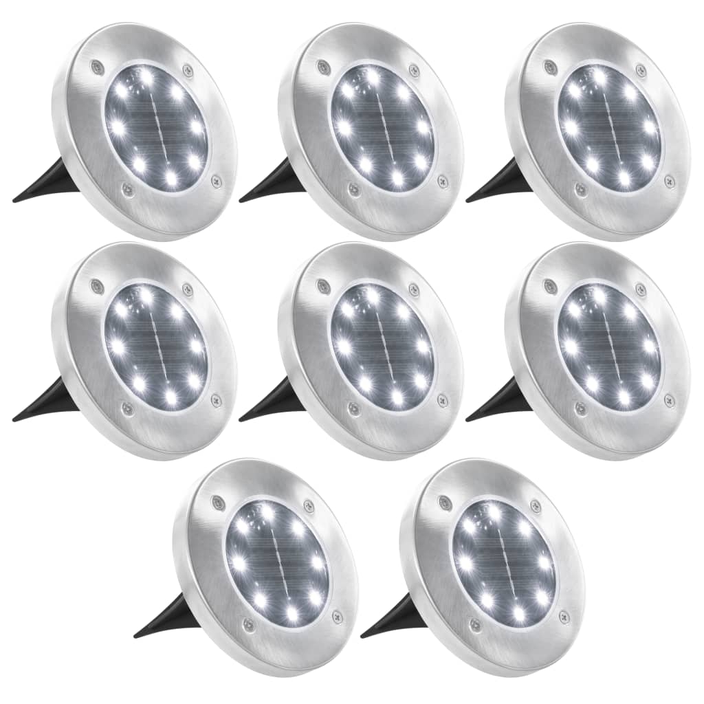 Päikesepatareidega maapinnavalgustid, 8 tk LED-tuled, valge