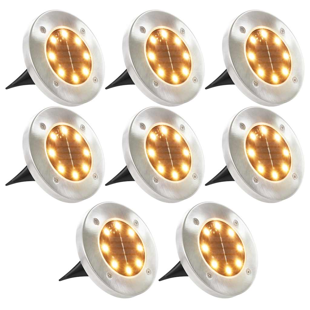 Päikesepatareidega maapinnavalgustid, 8 tk LED-tuled, soe valge
