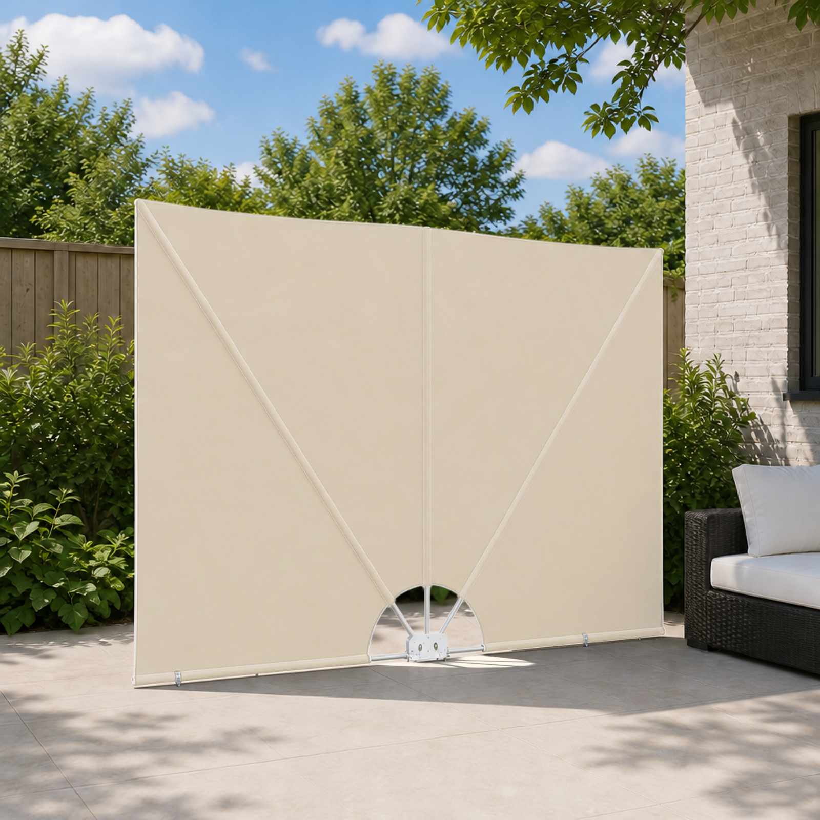 Kokkupandav terrassi külgmarkiis kreemjasvalge 400 x 200 cm