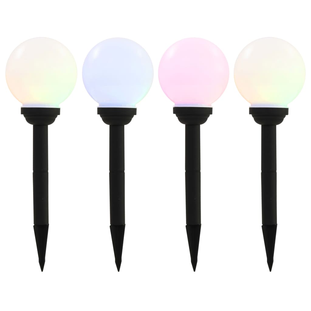 Õue päikeselambid, 4 tk, LED, kerakujuline 15 cm RGB