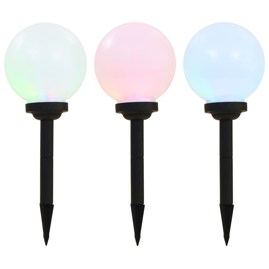 Õue päikeselambid, 3 tk, LED, kerakujuline 20 cm RGB