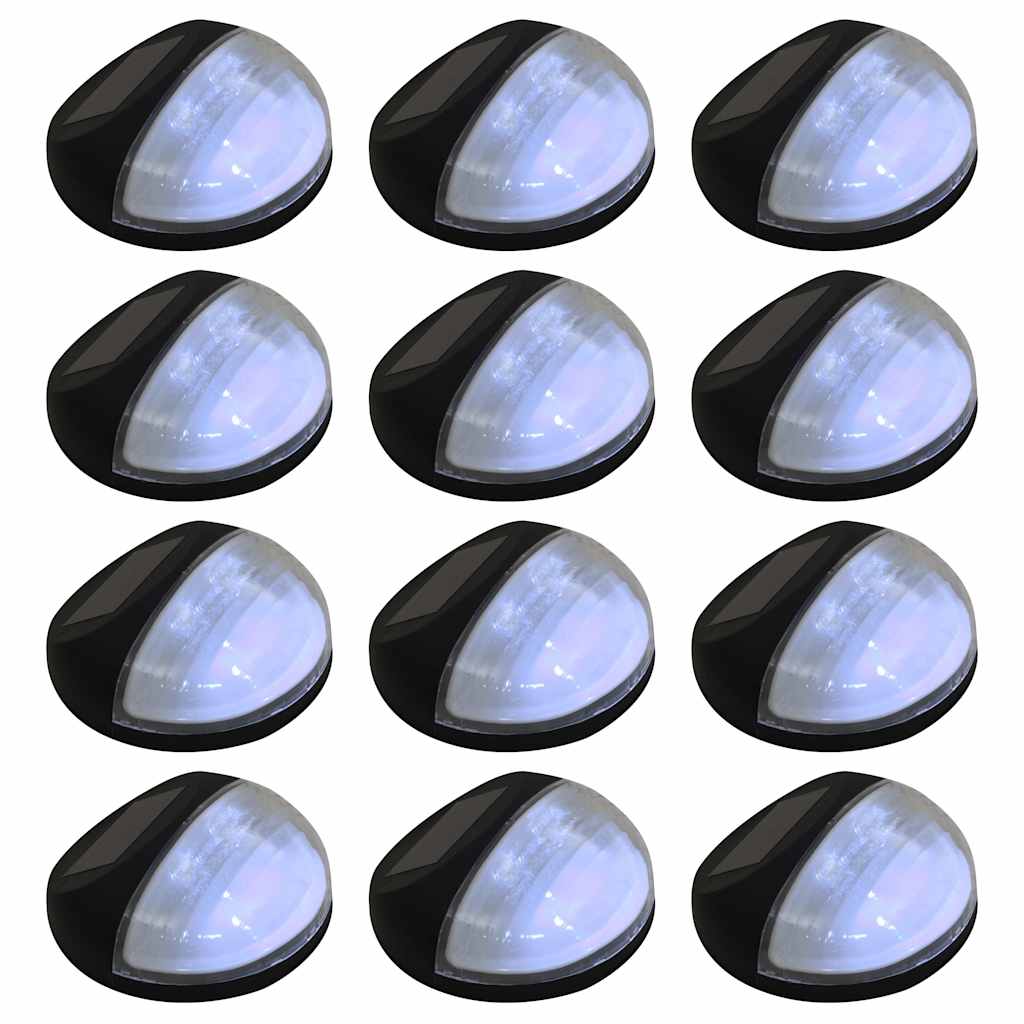Päikesepatareiga seinavalgustid, LED, 12 tk ümmargune, must