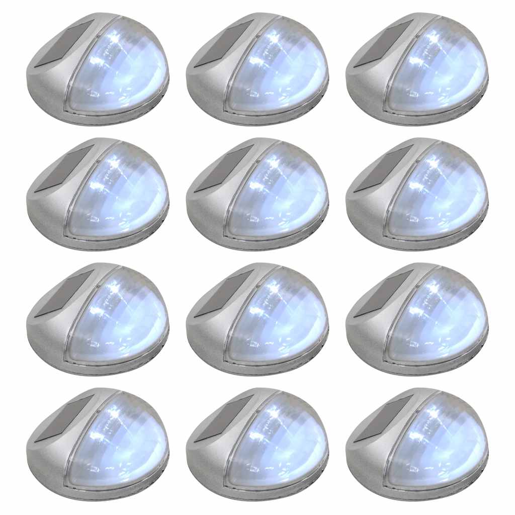 Päikesepatareiga seinavalgustid, LED, 12 tk ümmargune, hõbedane