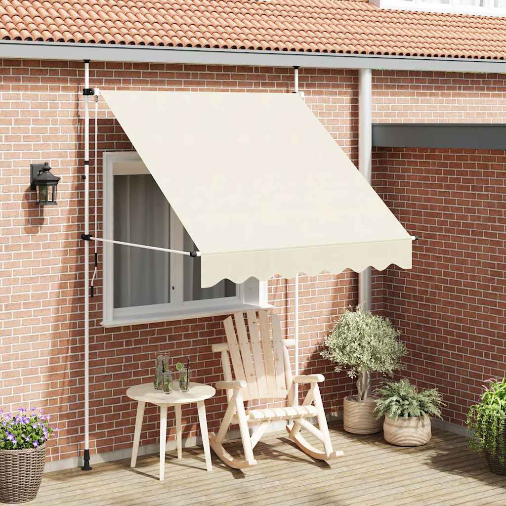 Käsitsi sissetõmmatav varikatus, 200 cm, kreemjasvalge