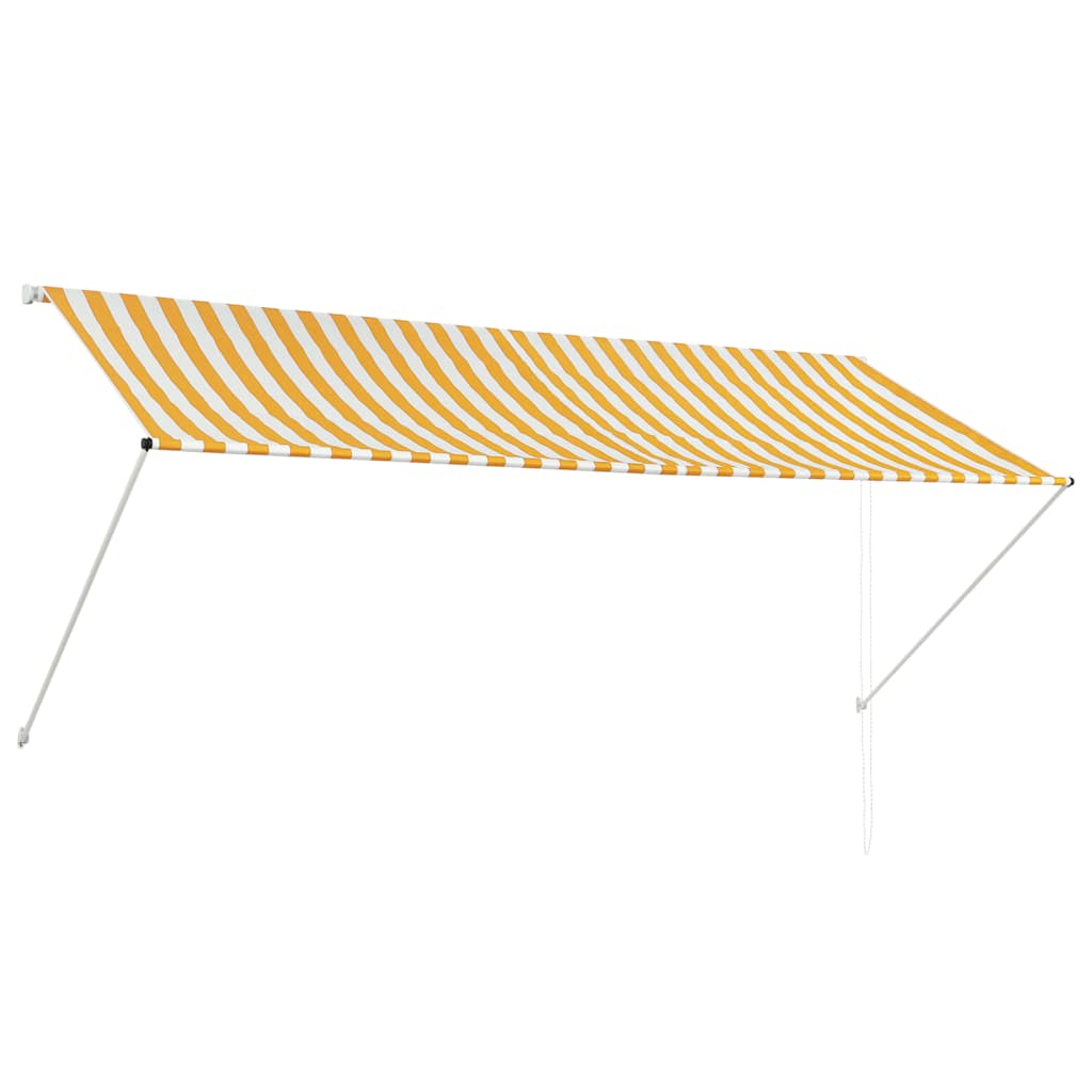 Sissetõmmatav varikatus, 300 x 150 cm, kollane ja valge
