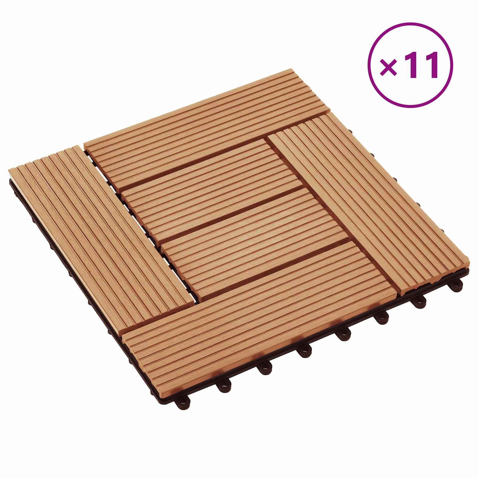 Terrassiplaat 11 tk Tiikpuu 30 x 30 cm WPC