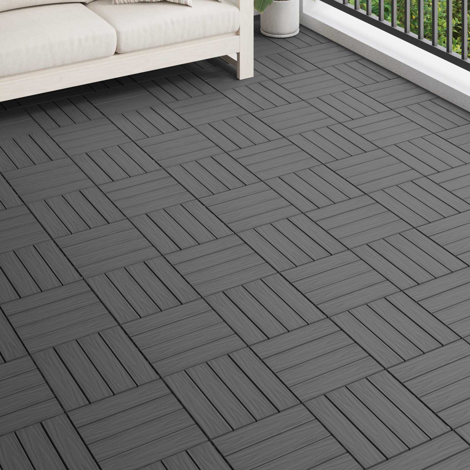 Terrassiplaat 3D disain 11 tk Must 30 x 30 cm WPC