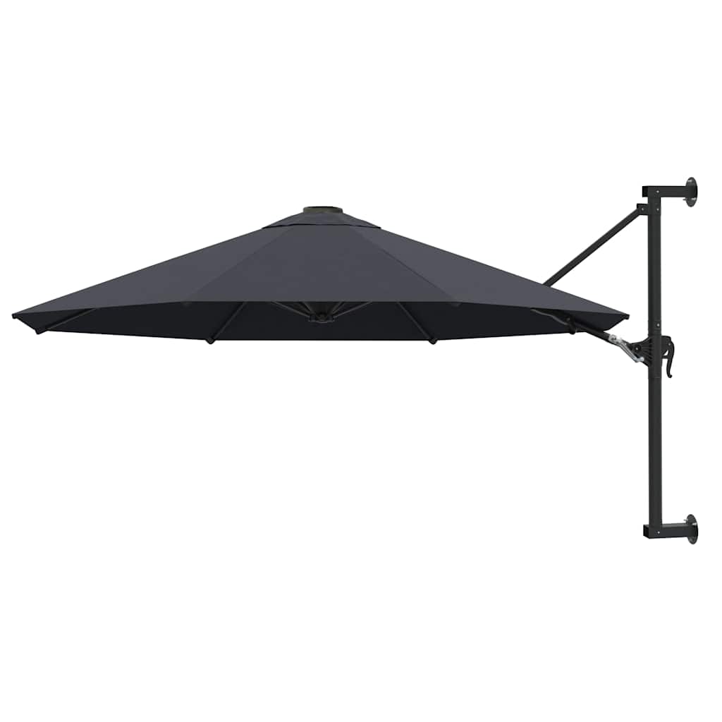 Seinale kinnitatav päikesevari metallpostiga 300 cm, antratsiit