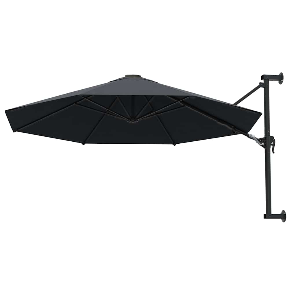 Seinale kinnitatav päikesevari metallpostiga 300 cm, antratsiit