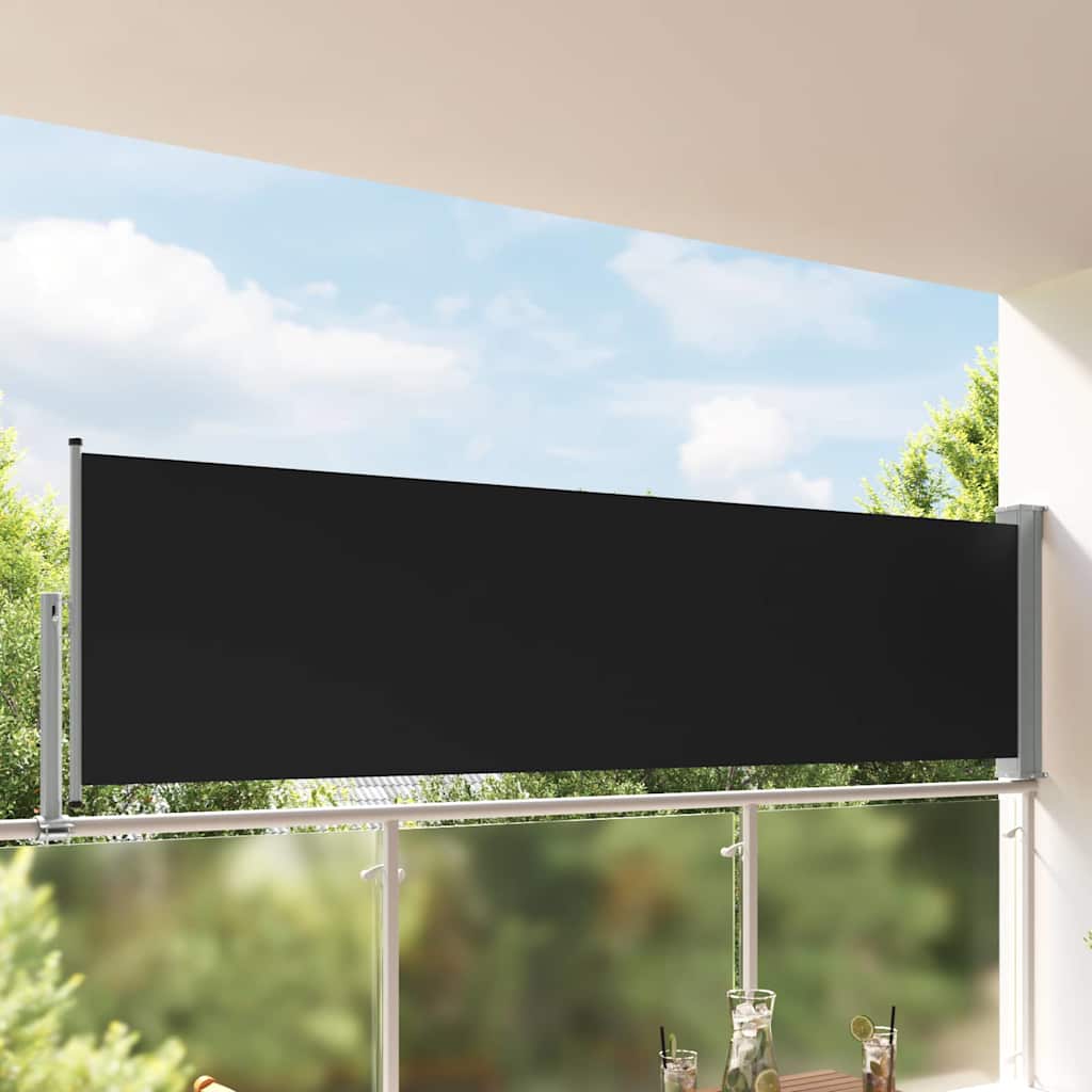 Lahtitõmmatav terrassi külgsein, 100 x 300 cm, must