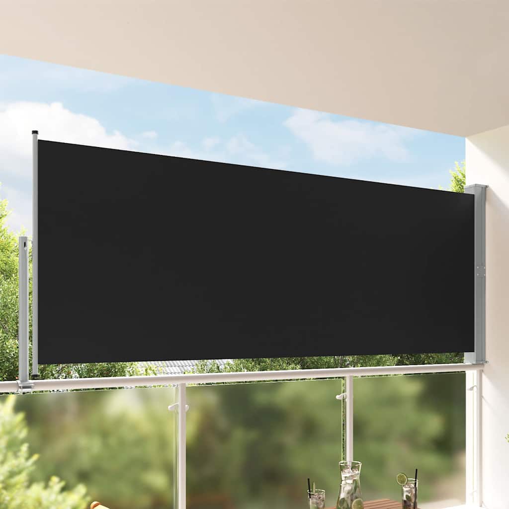Lahtitõmmatav terrassi külgsein, 140 x 300 cm, must