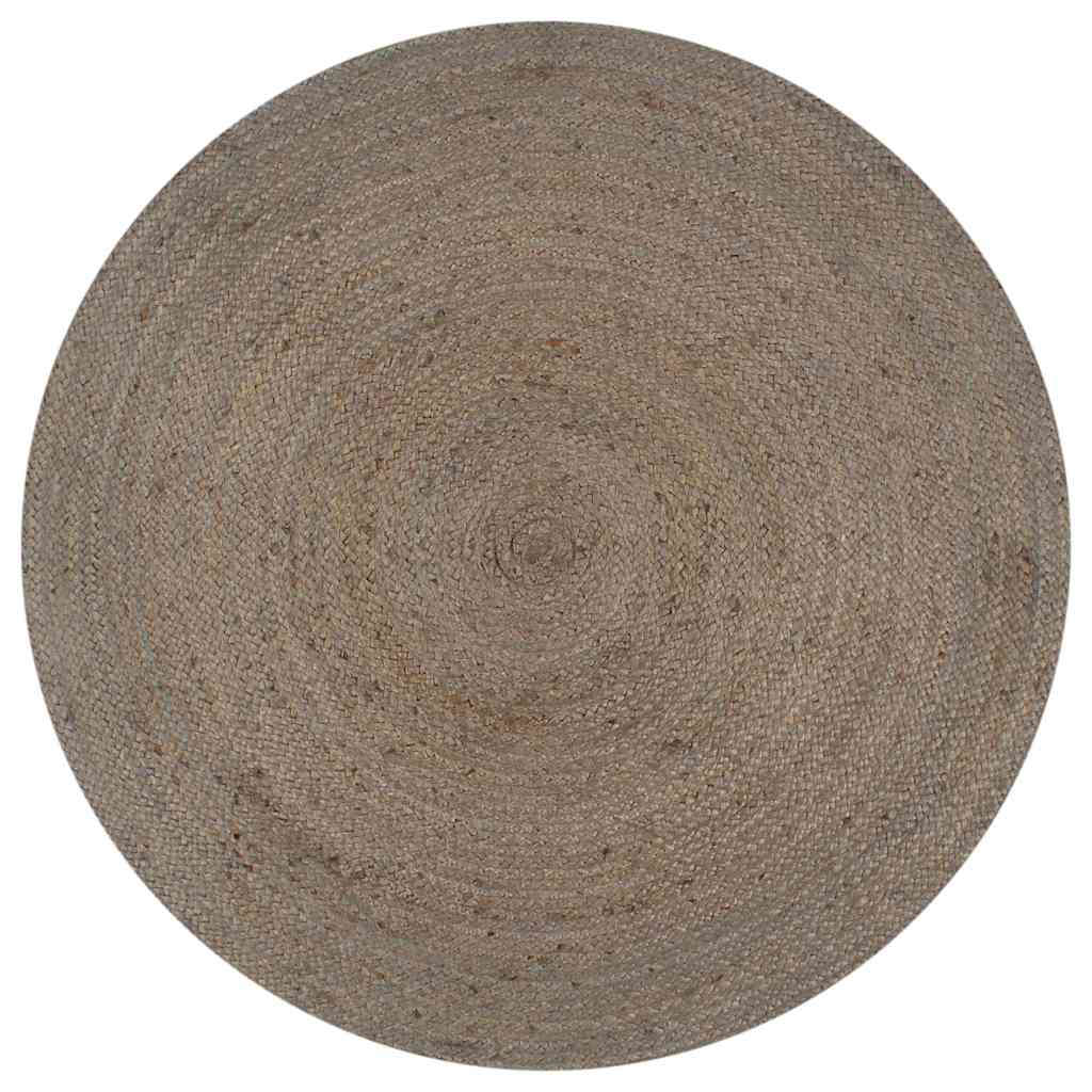 Käsitsi valmistatud džuutvaip, ümmargune, 90 cm, hall