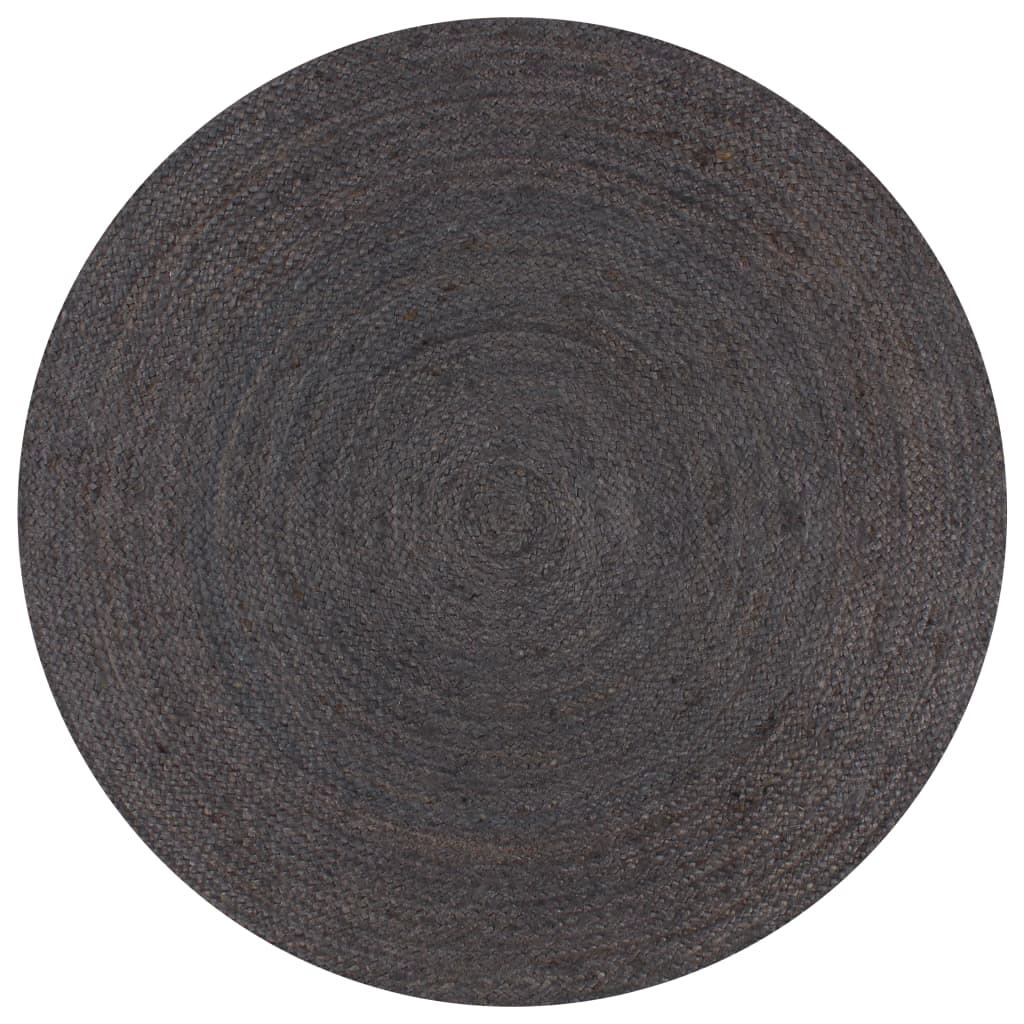 Käsitsi valmistatud džuutvaip, ümmargune, 90 cm, tumehall