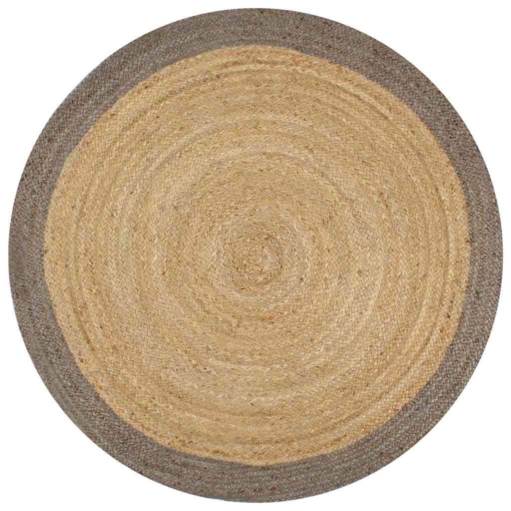 Käsitsi valmistatud džuutvaip halli äärega, 90 cm