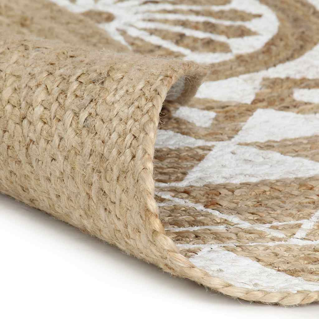 Käsitsi valmistatud džuutvaip valge mustriga, 120 cm