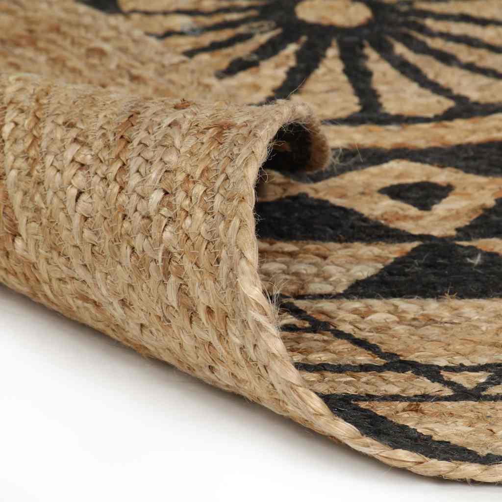 Käsitsi valmistatud džuutvaip musta mustriga, 90 cm