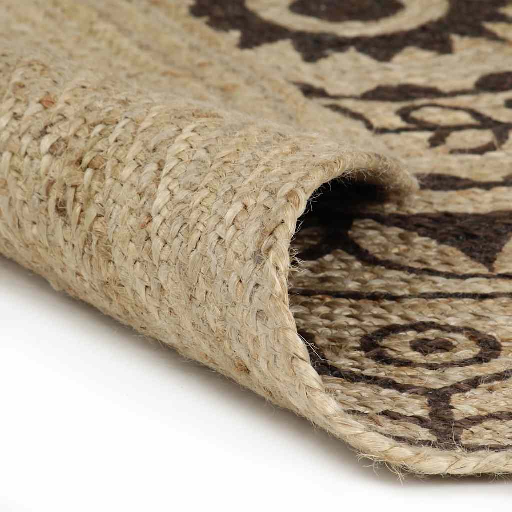 Käsitsi valmistatud džuutvaip tumepruuni mustriga, 90 cm