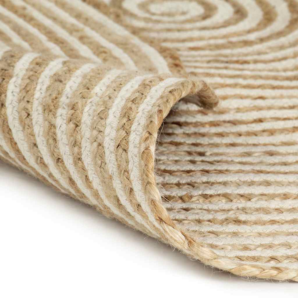Käsitsi valmistatud džuutvaip spiraaldisainiga, valge 120 cm