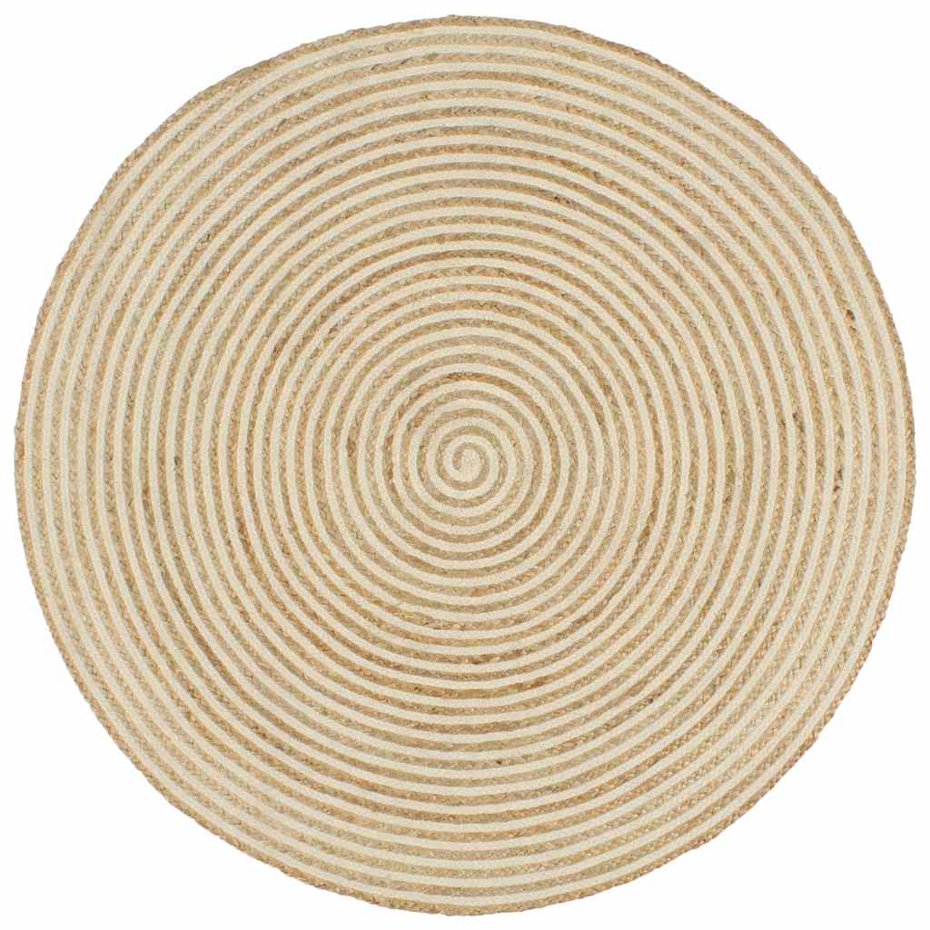 Käsitsi valmistatud džuutvaip spiraaldisainiga, valge 150 cm