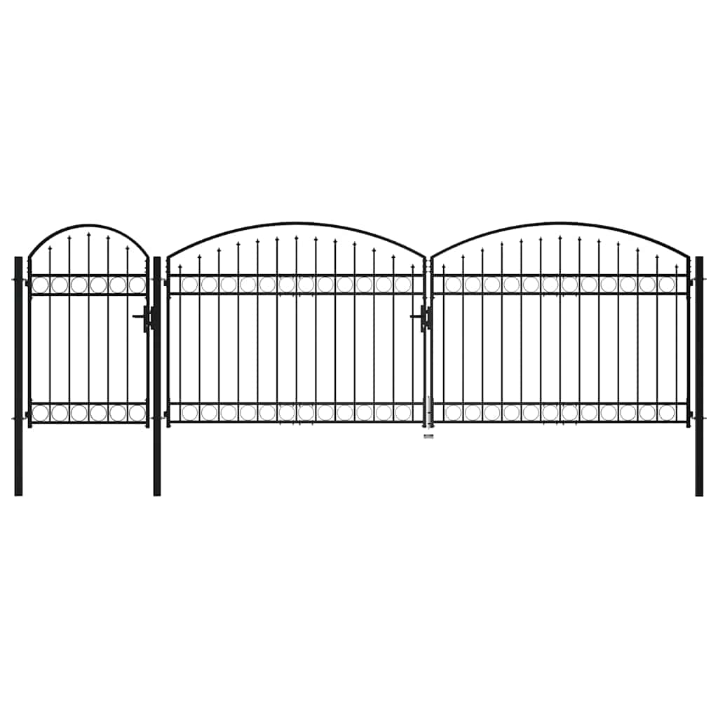 Aiavärav ASSEN kaarja ülaosaga, terasest, 1,25 x 5 m, must