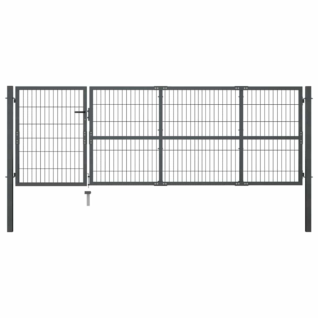 Aiavärav postidega, terasest, 350 x 100 cm, antratsiithall