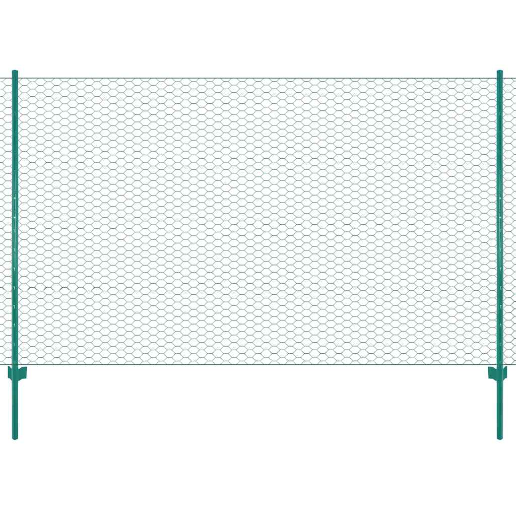 Traadist võrkaed aiapostidega, teras, 25 x 2 m, roheline