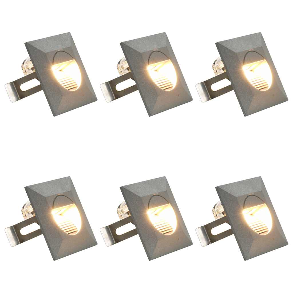 LED-seinavalgustid õue 6 tk, 2 W hõbedane, kandiline