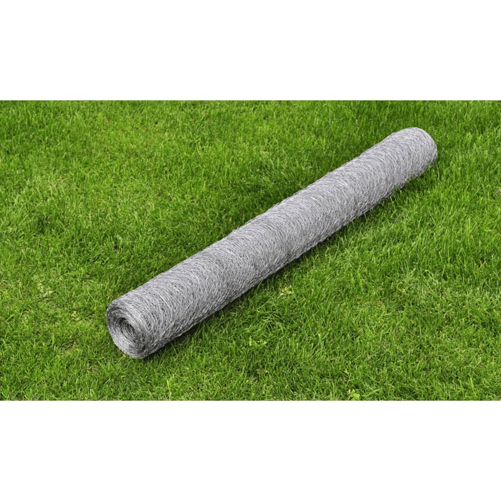Võrkaed, tsingitud teras, kuusnurkne, 1 x 25 m, hõbedane