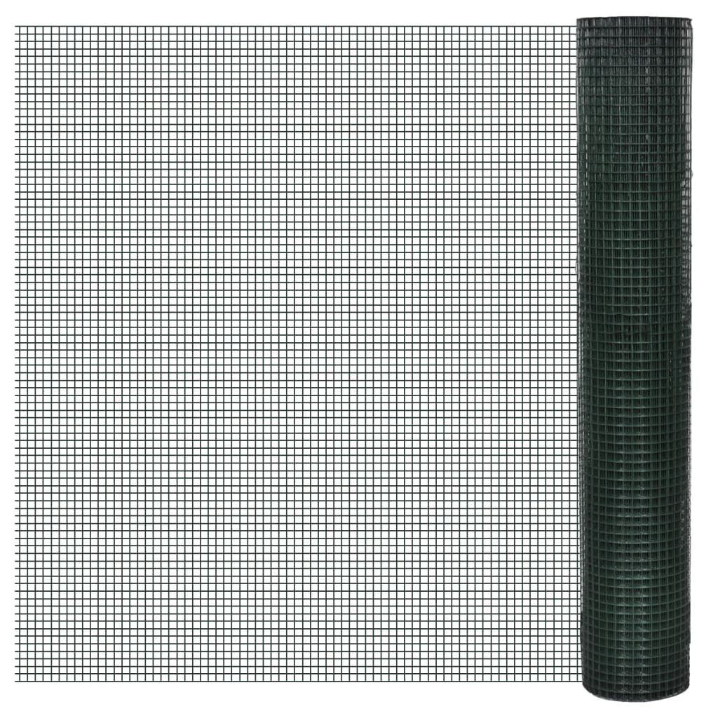 Kanade traataed, PVC-kattega tsingitud teras, 25x1 m, roheline