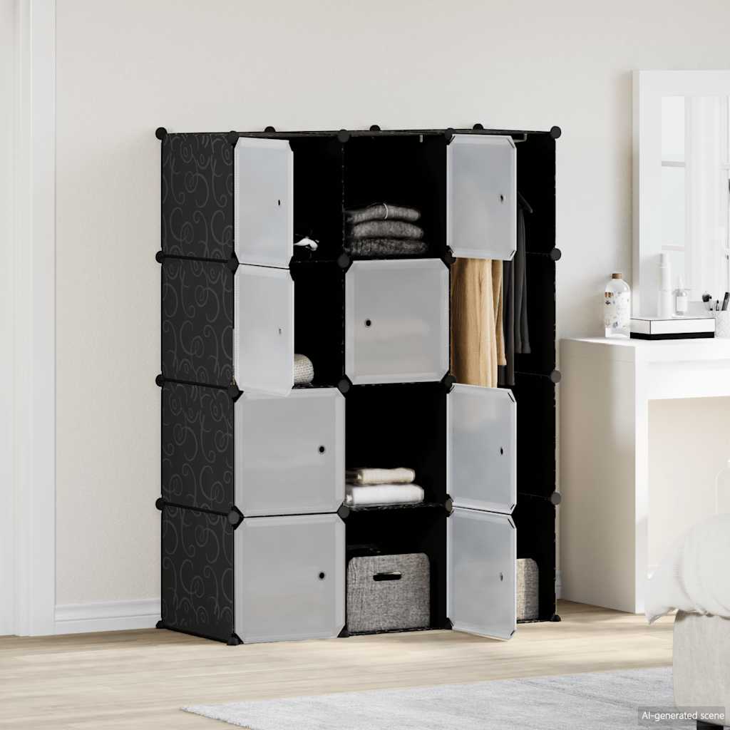 Kapp 9 sektsiooniga, must ja valge, 109x36,5x143 cm
