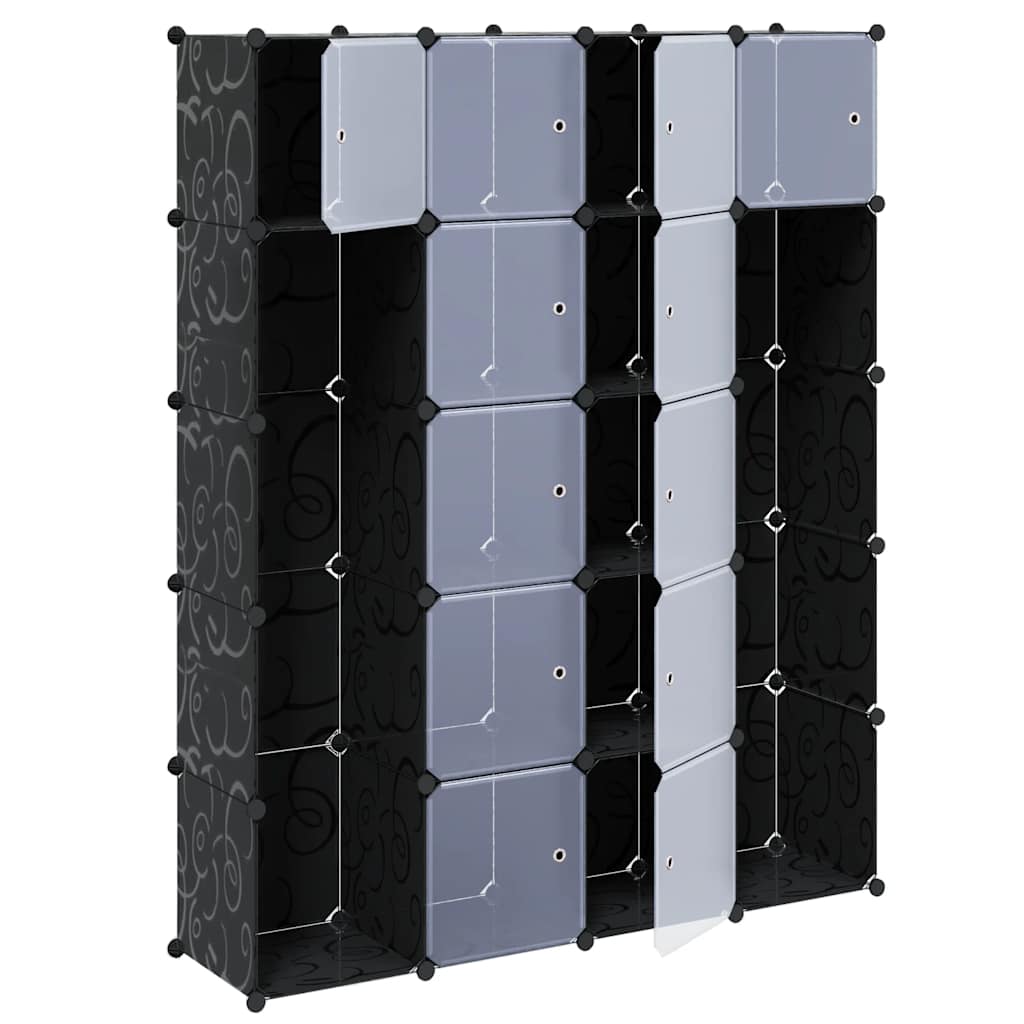 Modulaarne kapp 14 sektsiooni must ja valge 37 x 146 x 180,5 cm