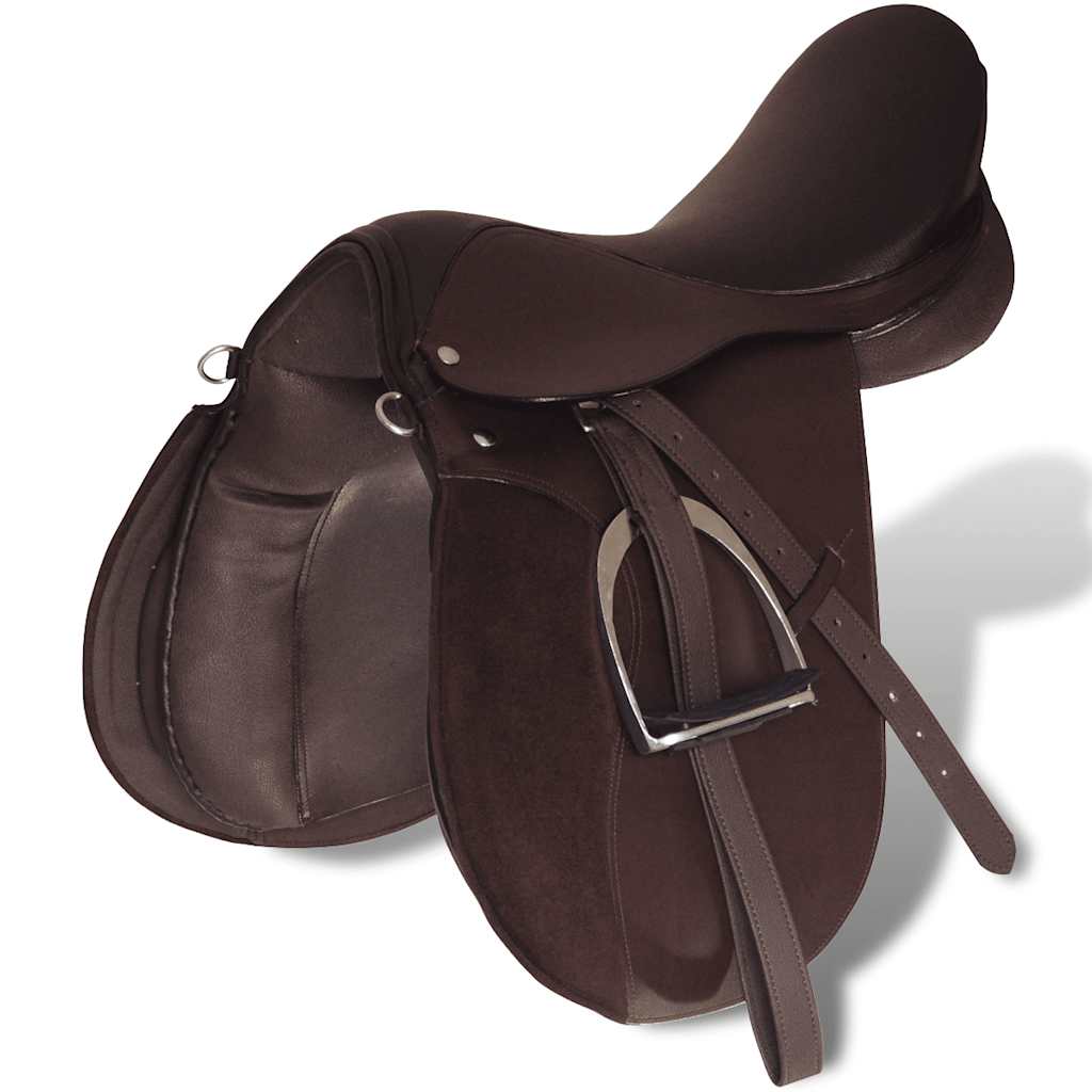 5-osaline hobusesadula komplekt 16" ehtne nahk 14 cm pruun