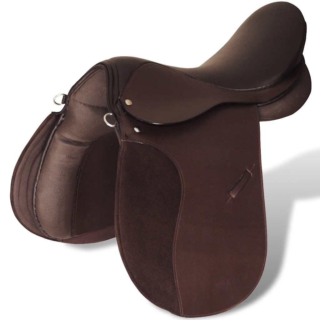 5-osaline hobusesadula komplekt 16" ehtne nahk 14 cm pruun