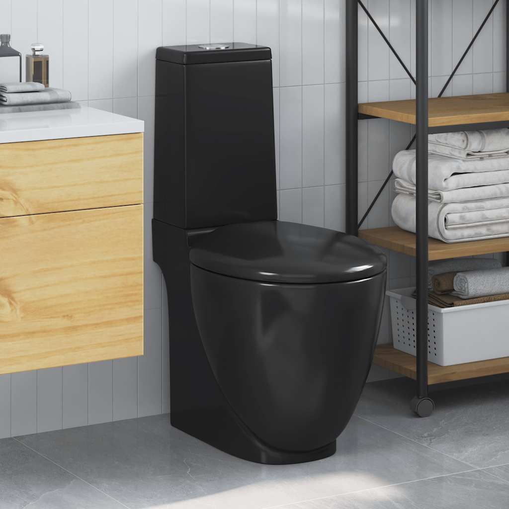 Keraamiline ümar WC pott alumise veevooluga, must