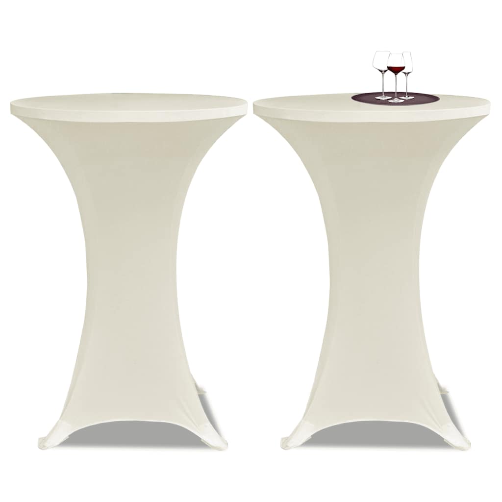 Kõrge laua kate 2 tk Ø 70 cm, veniv kreemjasvalge